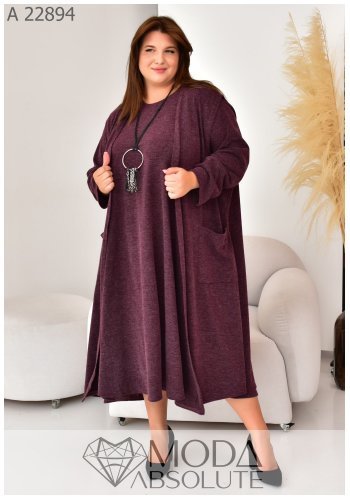 Теплий комплект із сукнею та накидкою А 22894